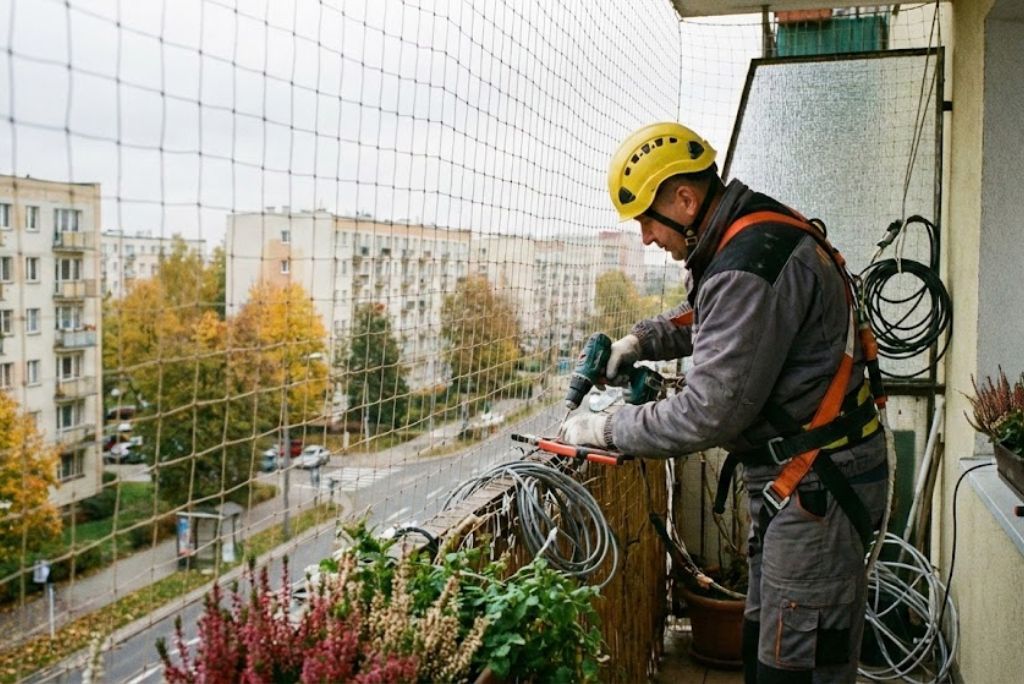 Mocowanie siatki balkonowej